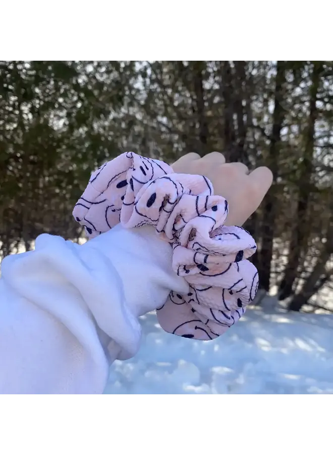 Pink Smiley Scrunchie