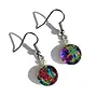 Round Glass Dangle Earrings - Rainbow Purple