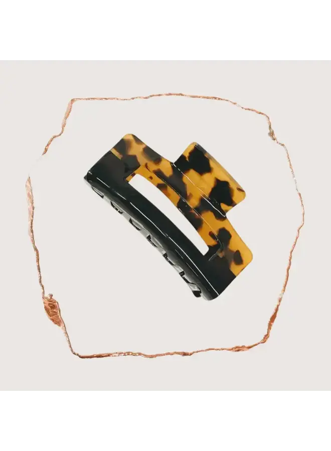 Tortoise Block Hair Claw Clip (Black)