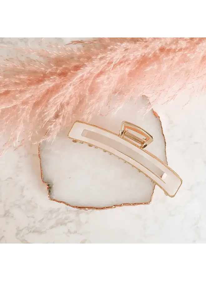 Gold Metal & Pearl Hair Claw Clip