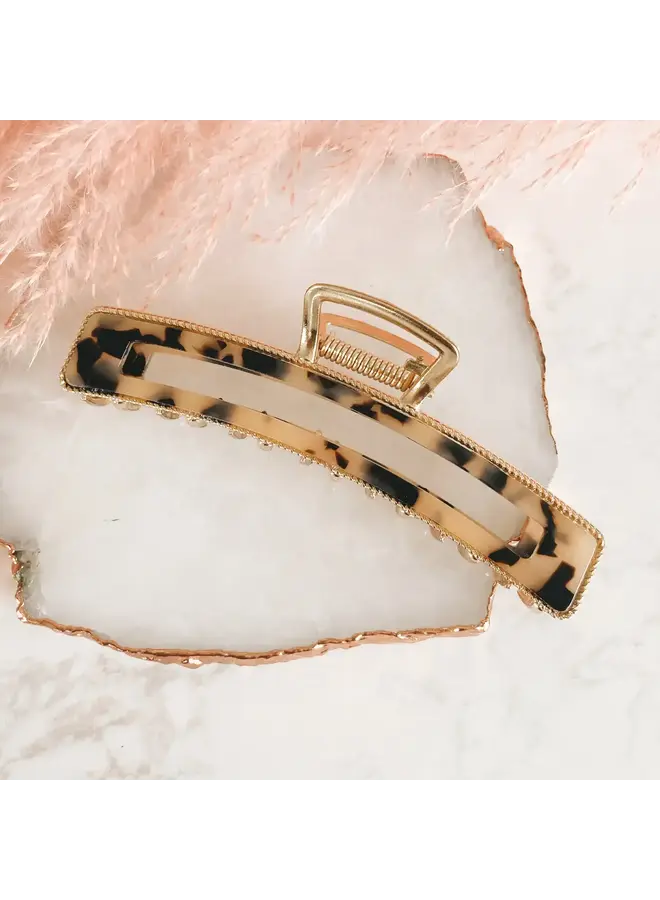 Gold Metal & Tortoise Hair Claw Clip