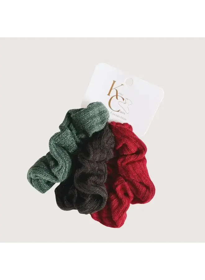 Hair Scrunchie Knit Trio - Festive Collection