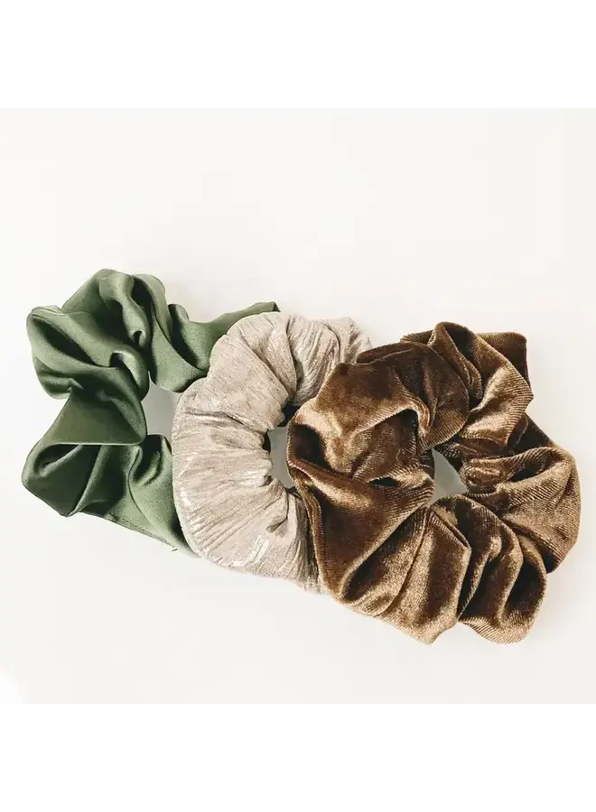 Hair Scrunchie Trio Green - Festive Collection