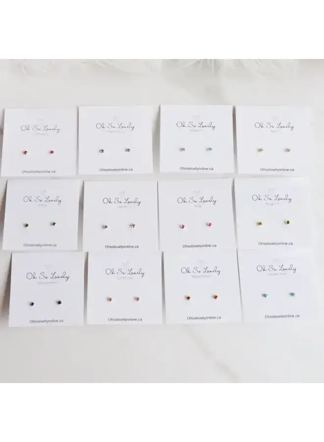 Birthstone Stud Earring Set