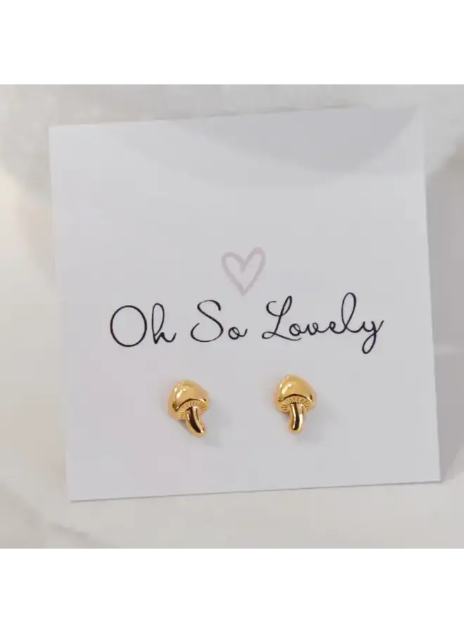 Gold Mushroom Stud Earrings