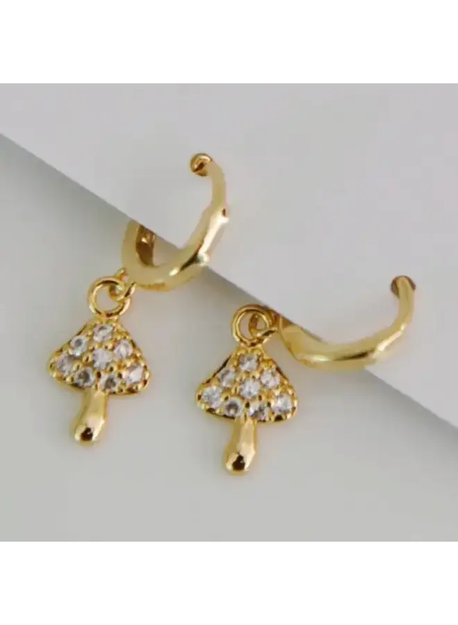 Meadow Mushroom Huggie Hoop Earrings