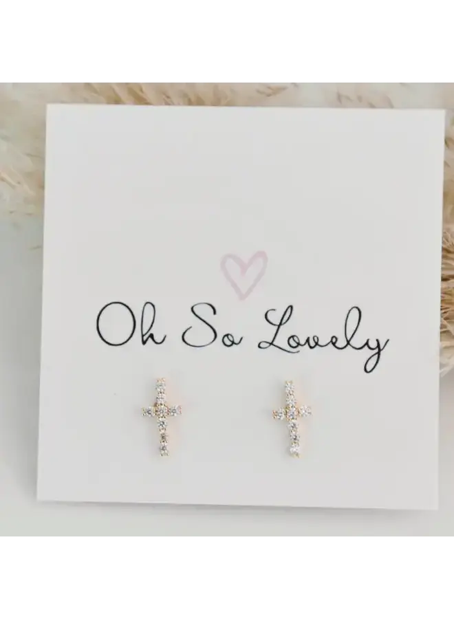 Rosemary Cross Stud Earrings