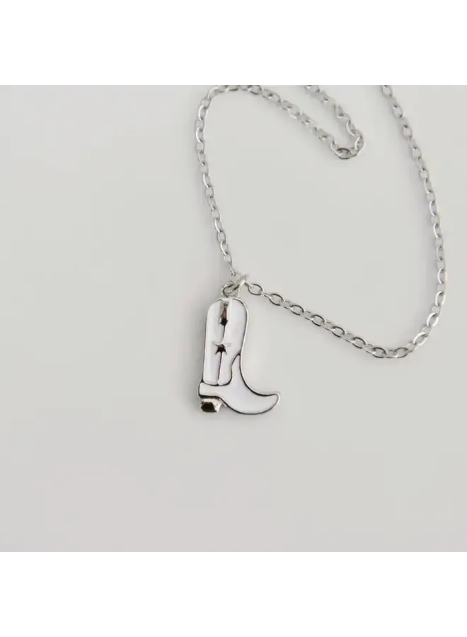 Cowboy Boot Necklace Silver