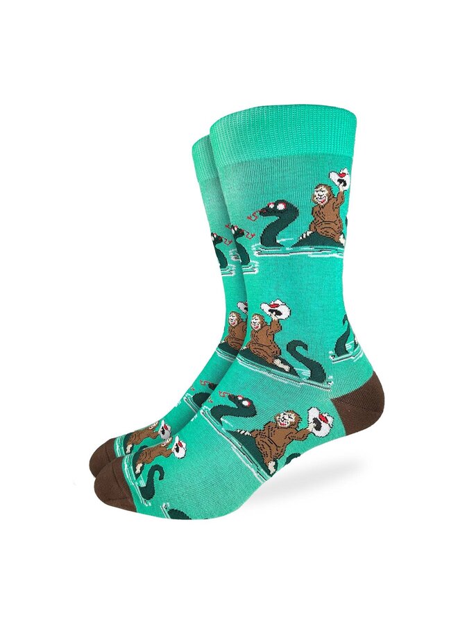 Men's Bigfoot Riding Loch Ness Monster Socks