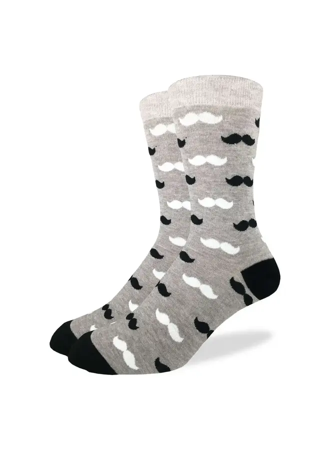 Men's Black & Gray Mustache Socks