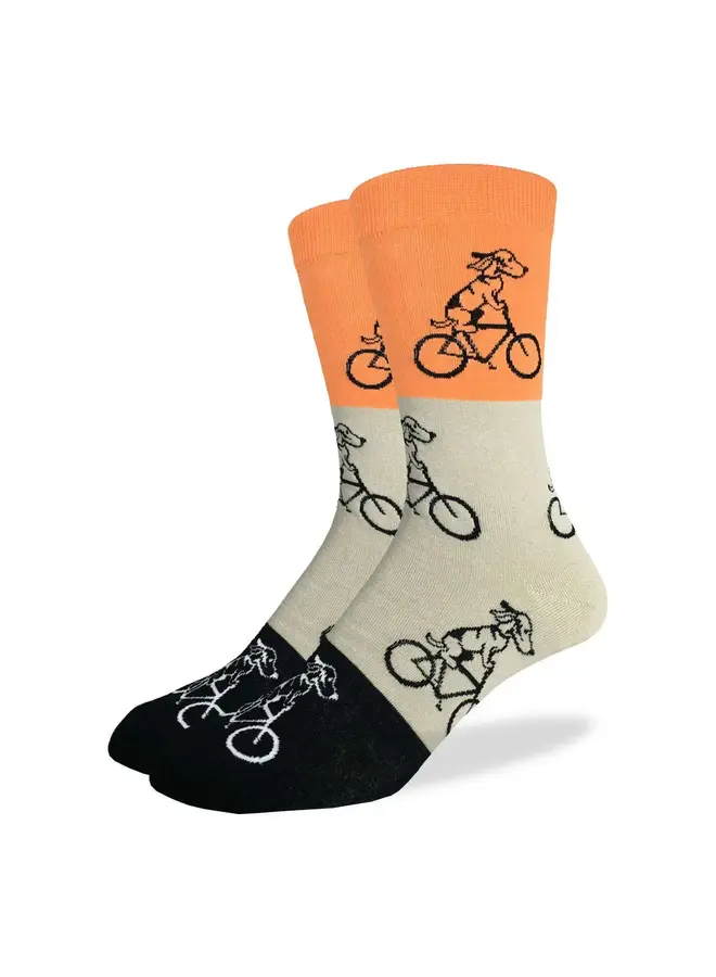 Men's Orange Dog Riding Bike Socks