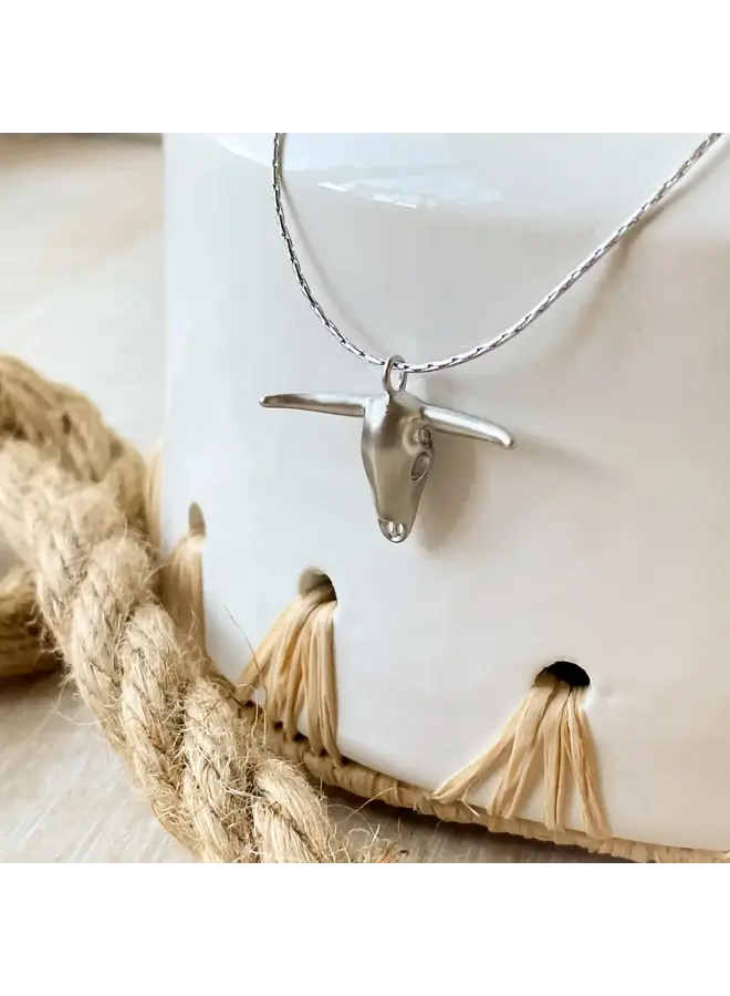 Longhorn Necklace Silver