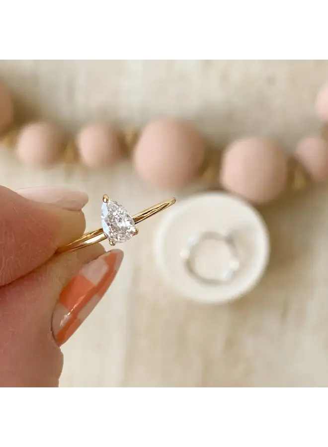 Pear Solitaire Ring