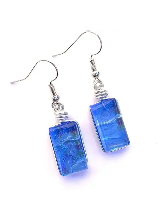 Glass Dangle Earrings - Blue Jeans