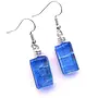 Glass Dangle Earrings - Blue Jeans