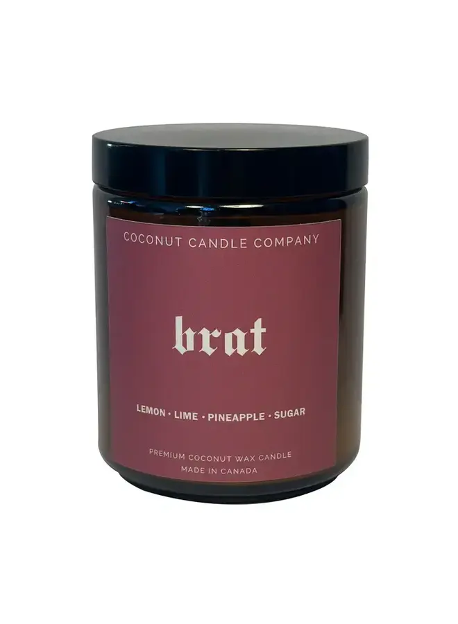 Brat Lemon Lime Pineapple Sugar Coconut Wax Candle 8oz Glass