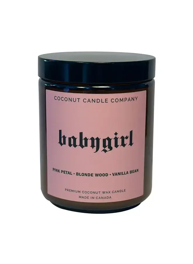 Babygirl Pink Petal Coconut Wax Candle 8oz Glass