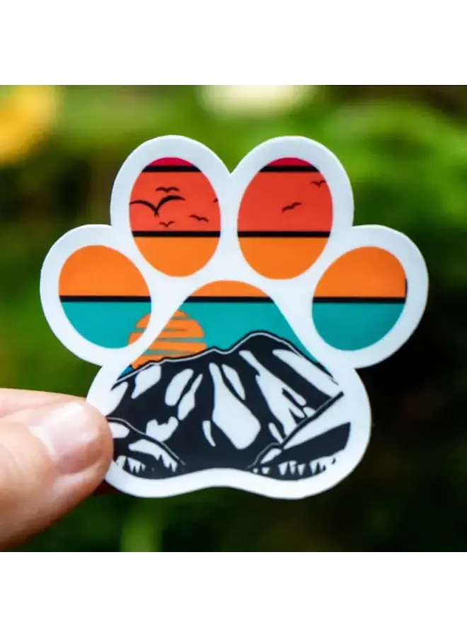 Mountain Sunset Paw Print Sticker