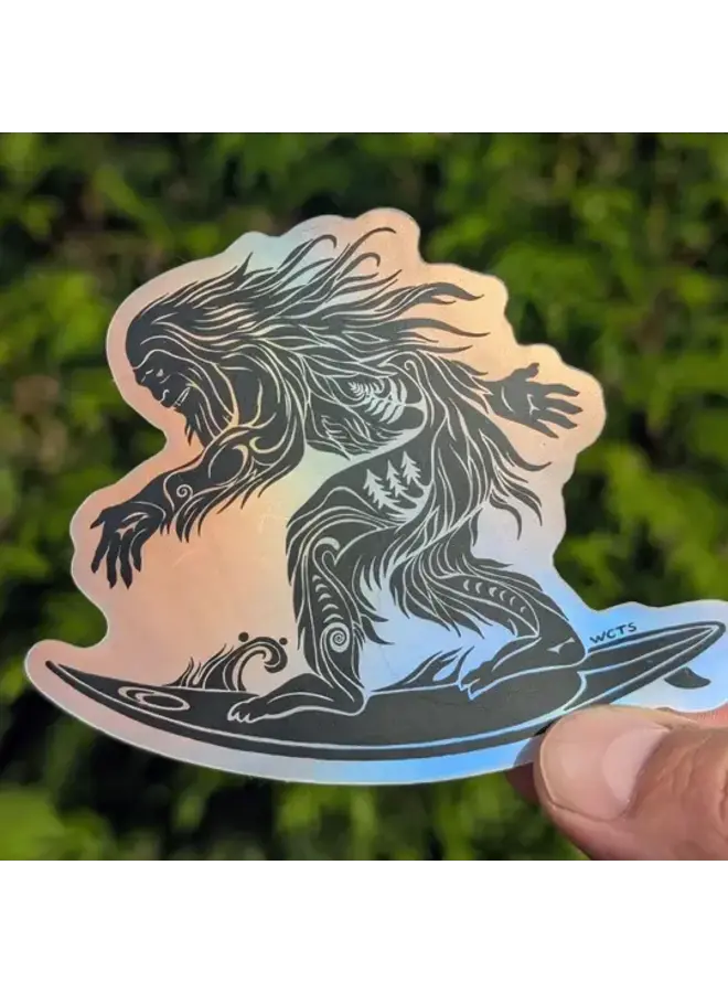 Surf Squatch Silver Sticker