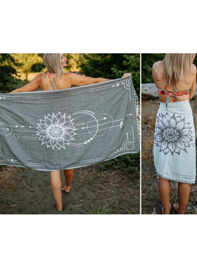 Charcoal Sunflower 100% Cotton Turkish Towel