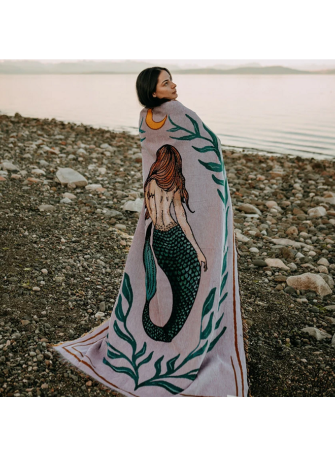 Coastal Mermaid 100% Cotton Woven Blanket