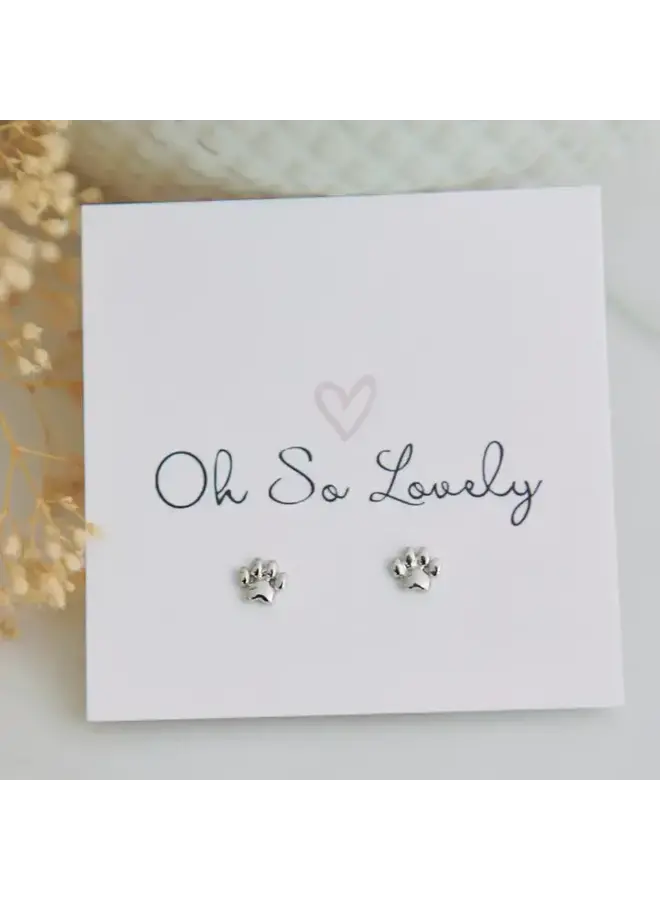 Paw Stud Earrings Silver