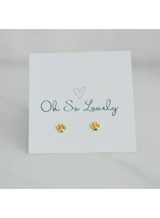 Paw Stud Earrings Yellow Gold