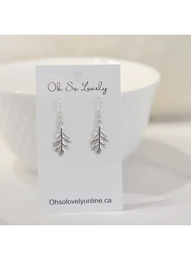 Oakley Oak Tree Leaf Earrings Silver