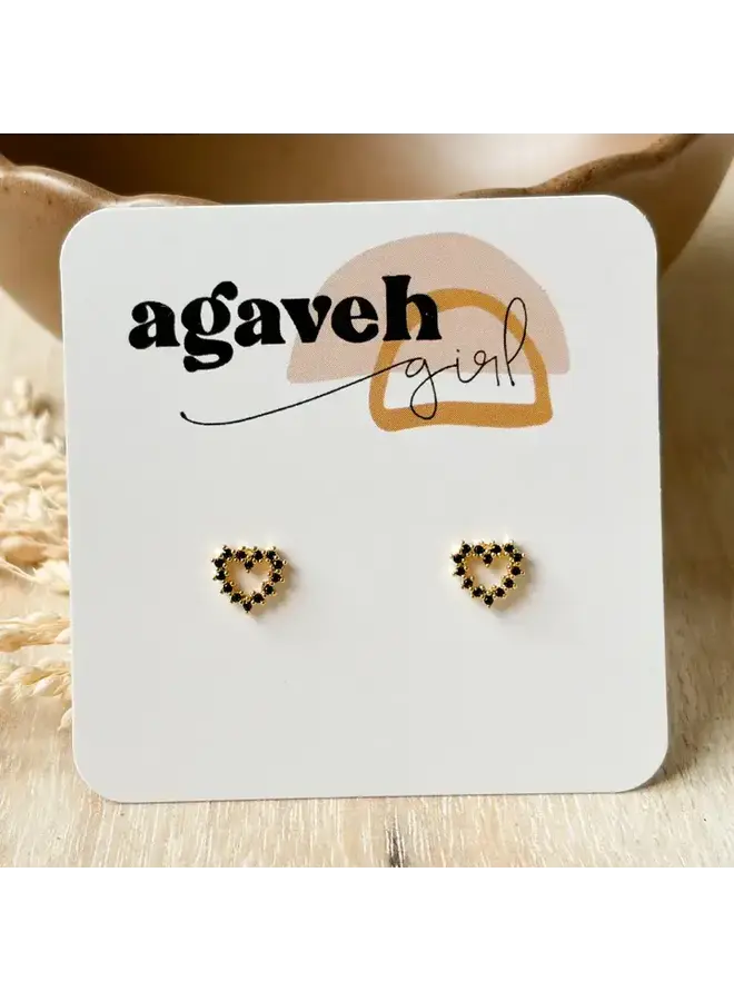 Onyx Heart Studs