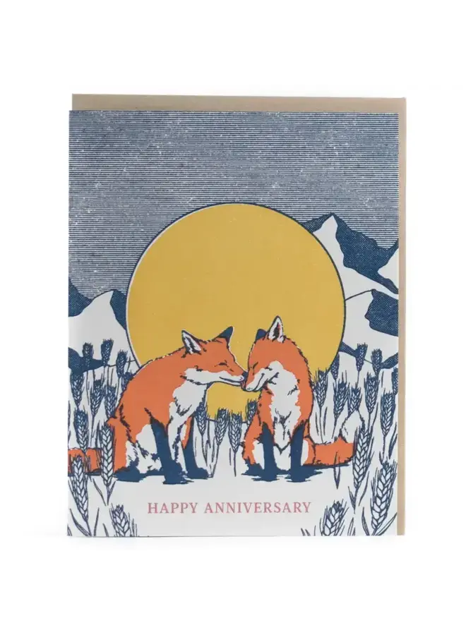 Anniversary Foxes in Love Card