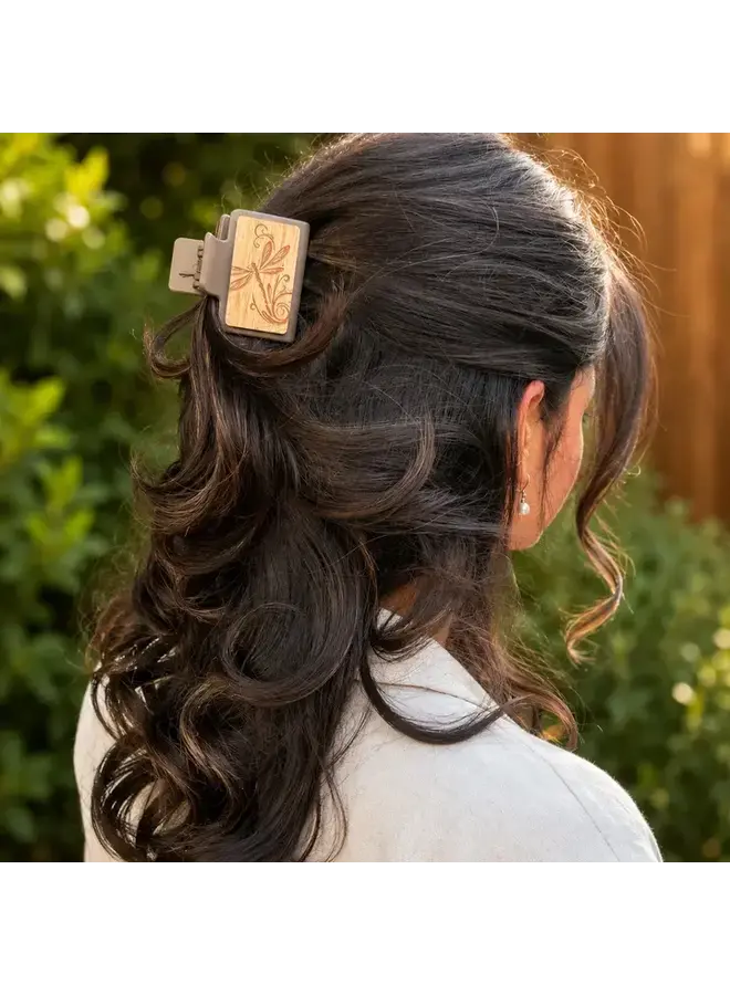 Dragonfly Wood Hair Clip Small
