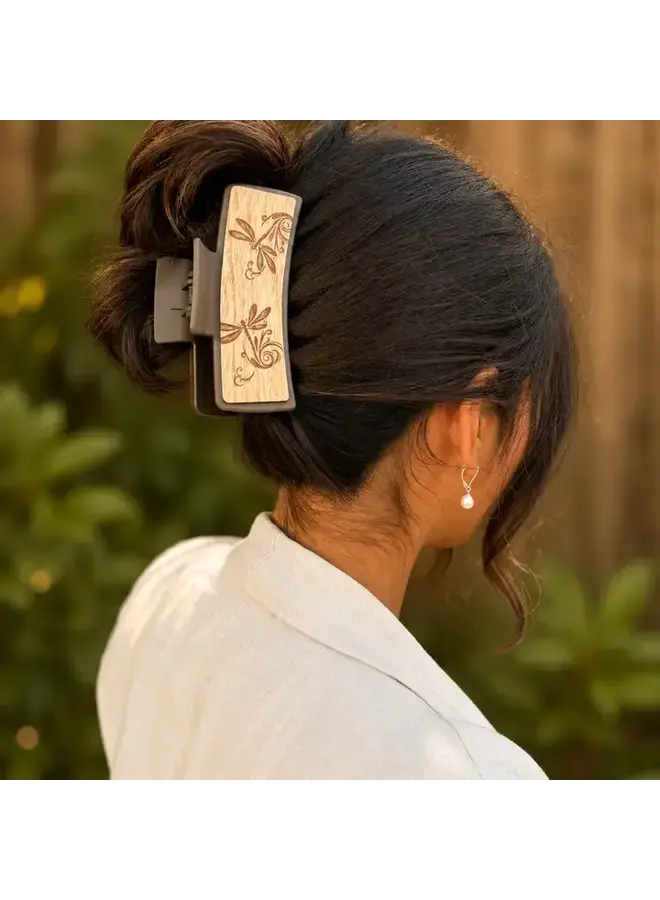 Dragonfly Wood Hair Clip Large