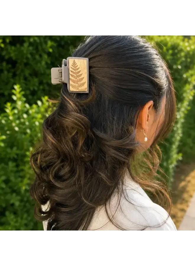 Fern Wood Hair Clip Small
