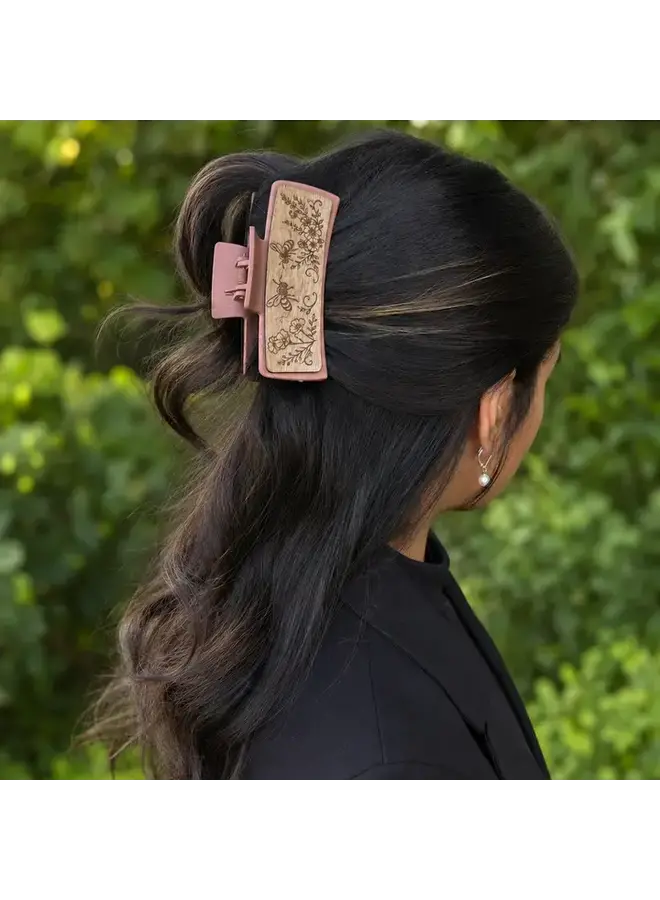 Honeybee Wood Hair Clip Large