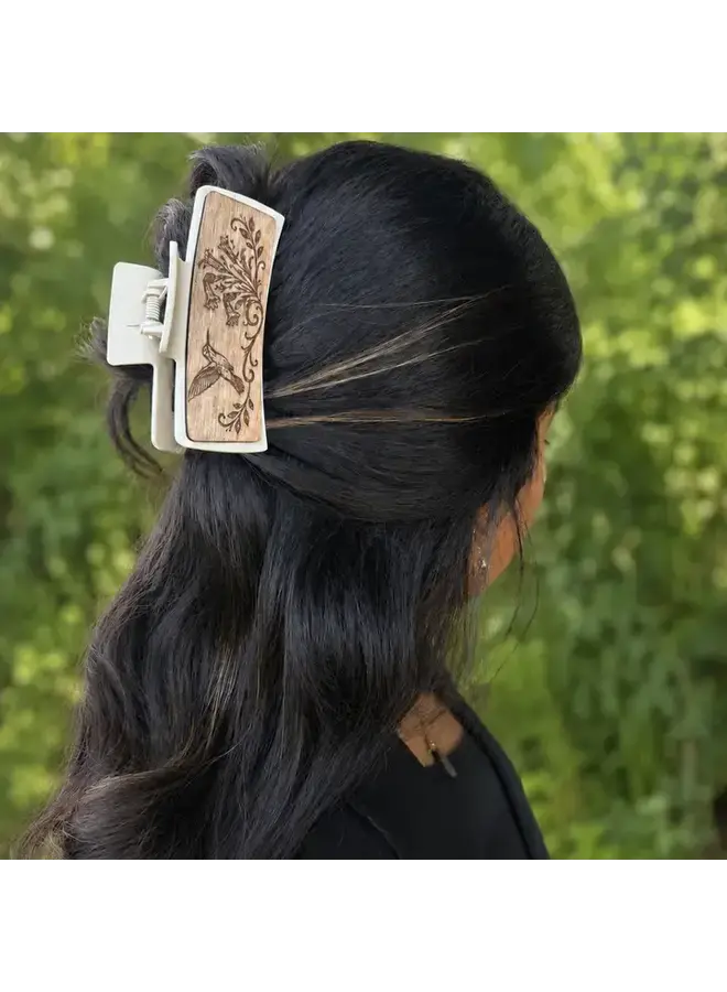 Hummingbird Wood Hair Clip Large