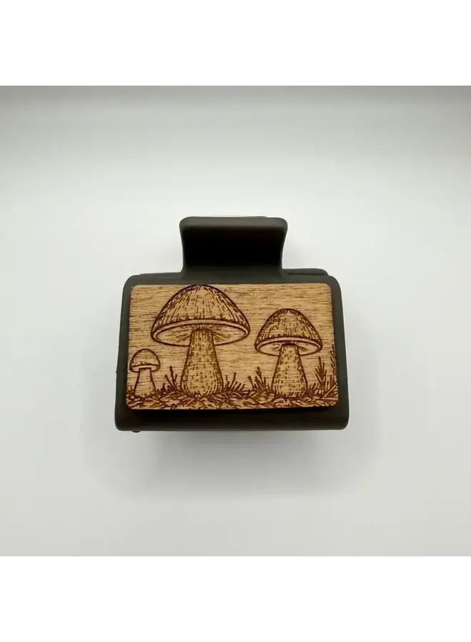 Mushroom Wood Hair Clip Small