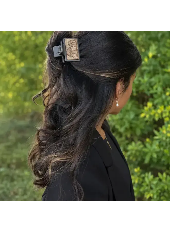 Mushroom Wood Hair Clip Small