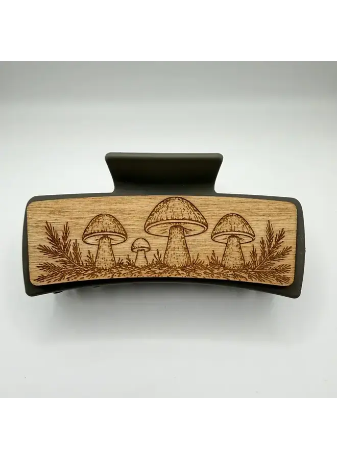 Mushroom Wood Hair Clip Large