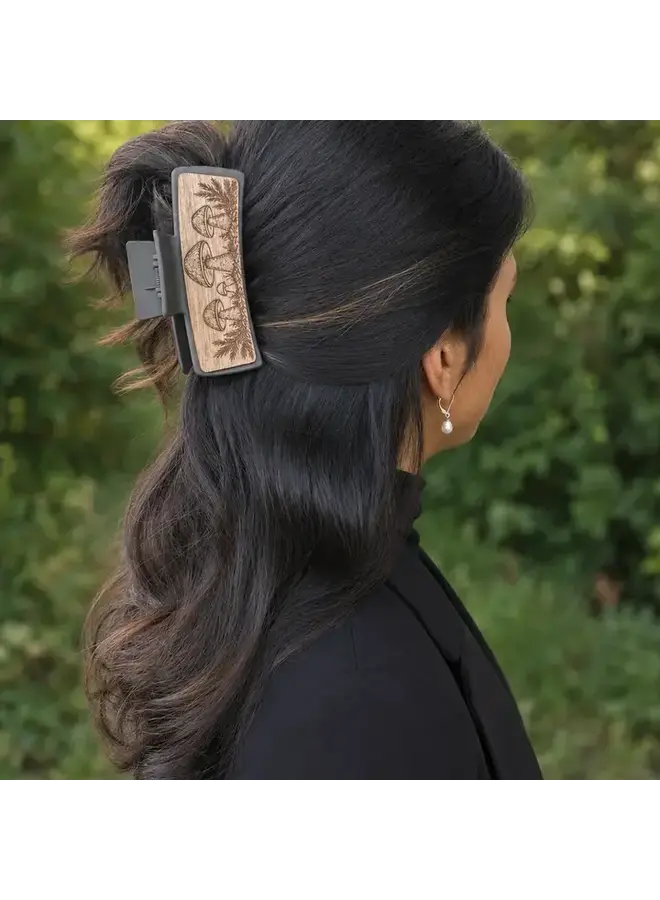 Mushroom Wood Hair Clip Large