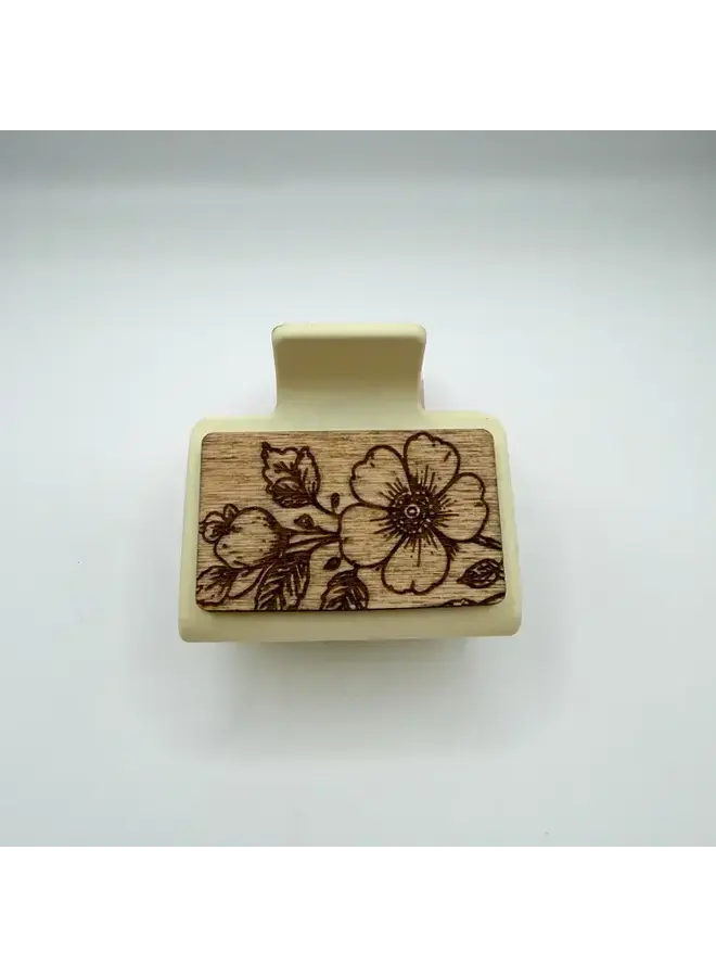 Wild Rose Wood Hair Clip Small
