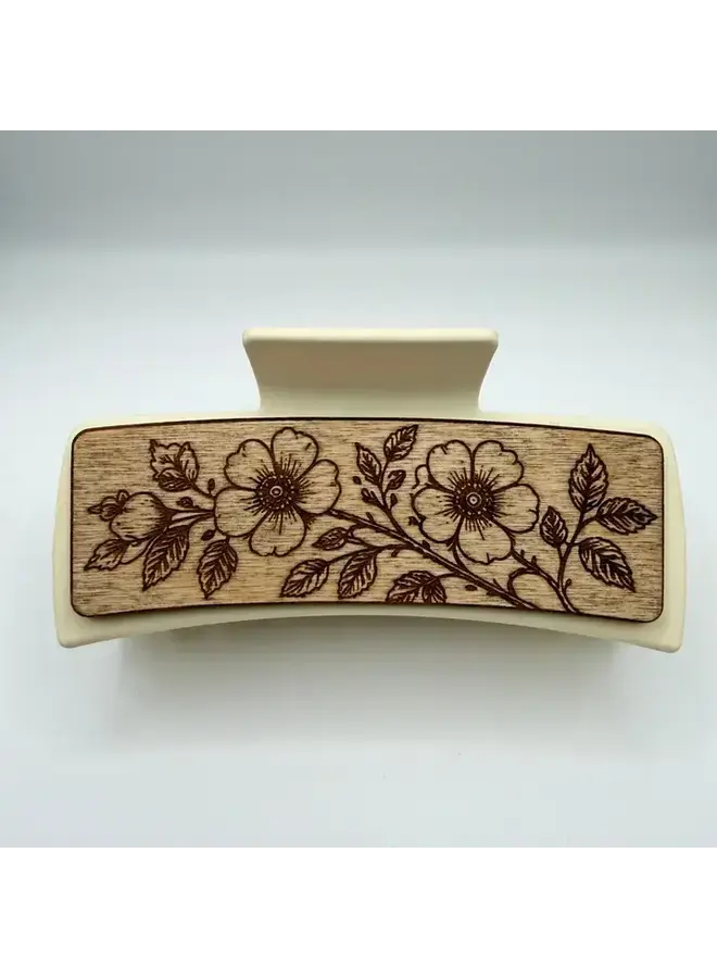 Wild Rose Wood Hair Clip Large