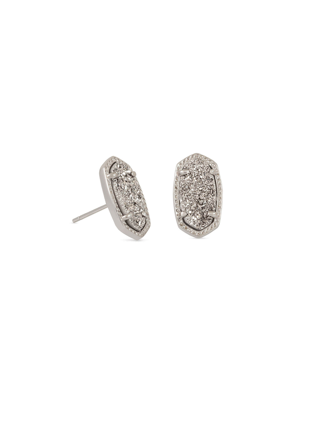 Ellie Stud Earring- Rhodium Drusy Collection