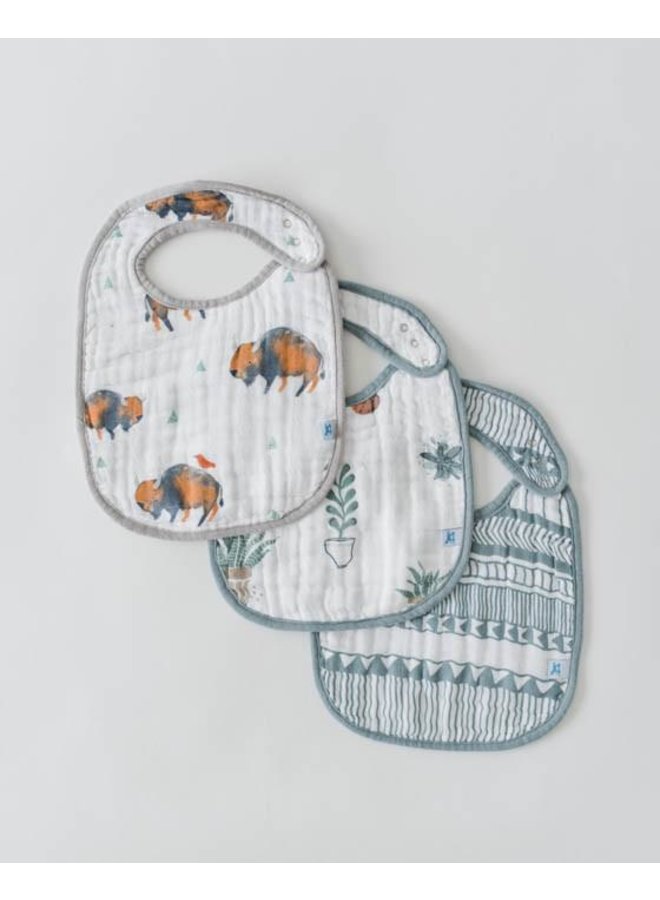 Cotton Muslin Classic Bibs - 3 Pack, Snuggle Bugz