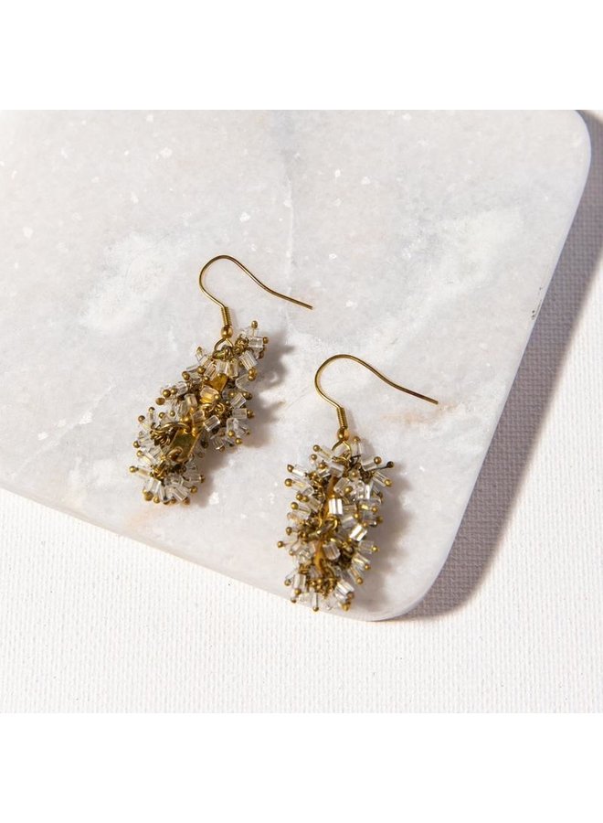 Glass and Brass Drop Earring