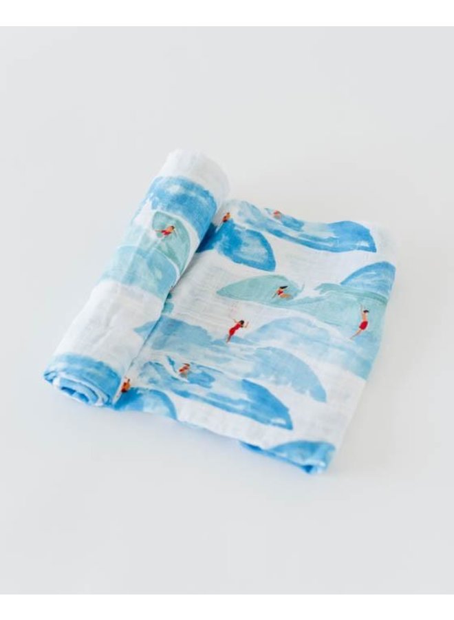 Little Unicorn Cotton Muslin Shark Print Swaddle Blanket