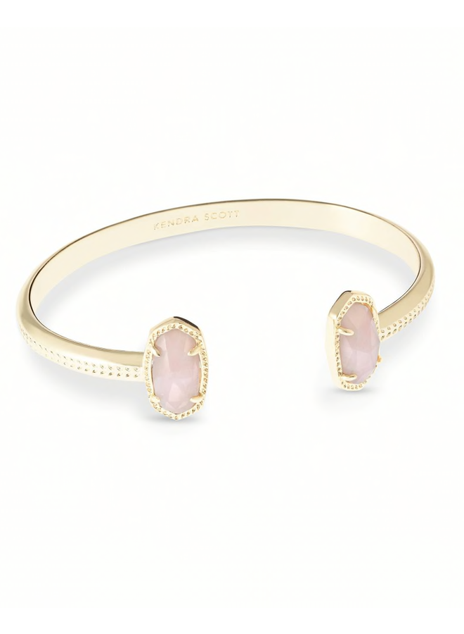 Elton Gold Cuff Bracelet in Rose Quartz