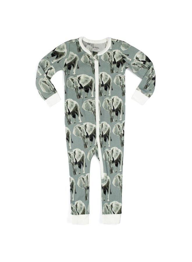 Organic Grey Elephant Zipper Pajama
