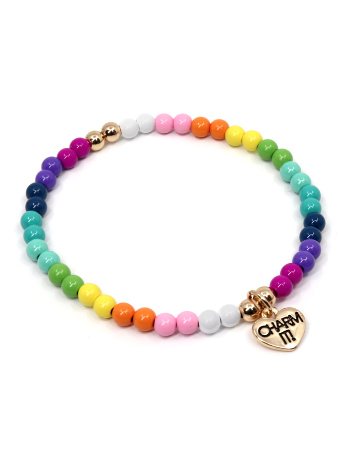 CHARM IT! 4mm Rainbow Bead Stretch Bracelet