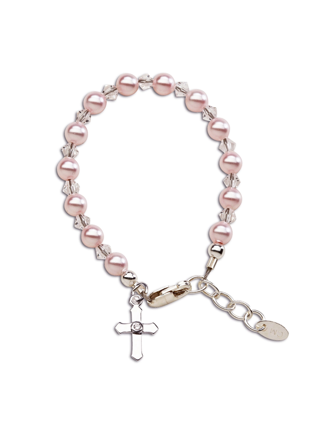 Bella Silver Pearl Cross Baby Bracelet