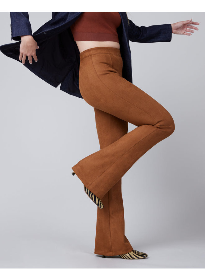Faux Suede Caramel Flare Pant